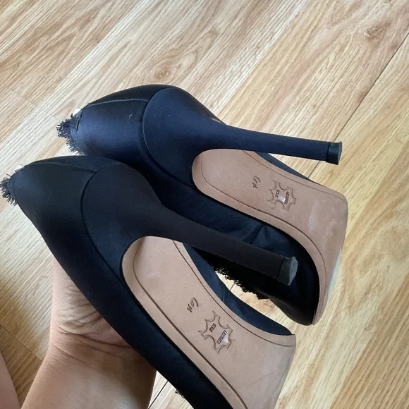 Sam Edelman Black Halan Frayed Pointed Toe Pump Size 6.5 - Picture 10 of 11